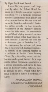 Letter from Jonathan Zucker